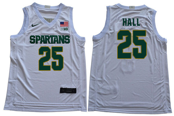 Men Michigan State Spartans #25 Malik Hall NCAA Nike Authentic White College Stitched Basketball Jersey PI41Y74KG